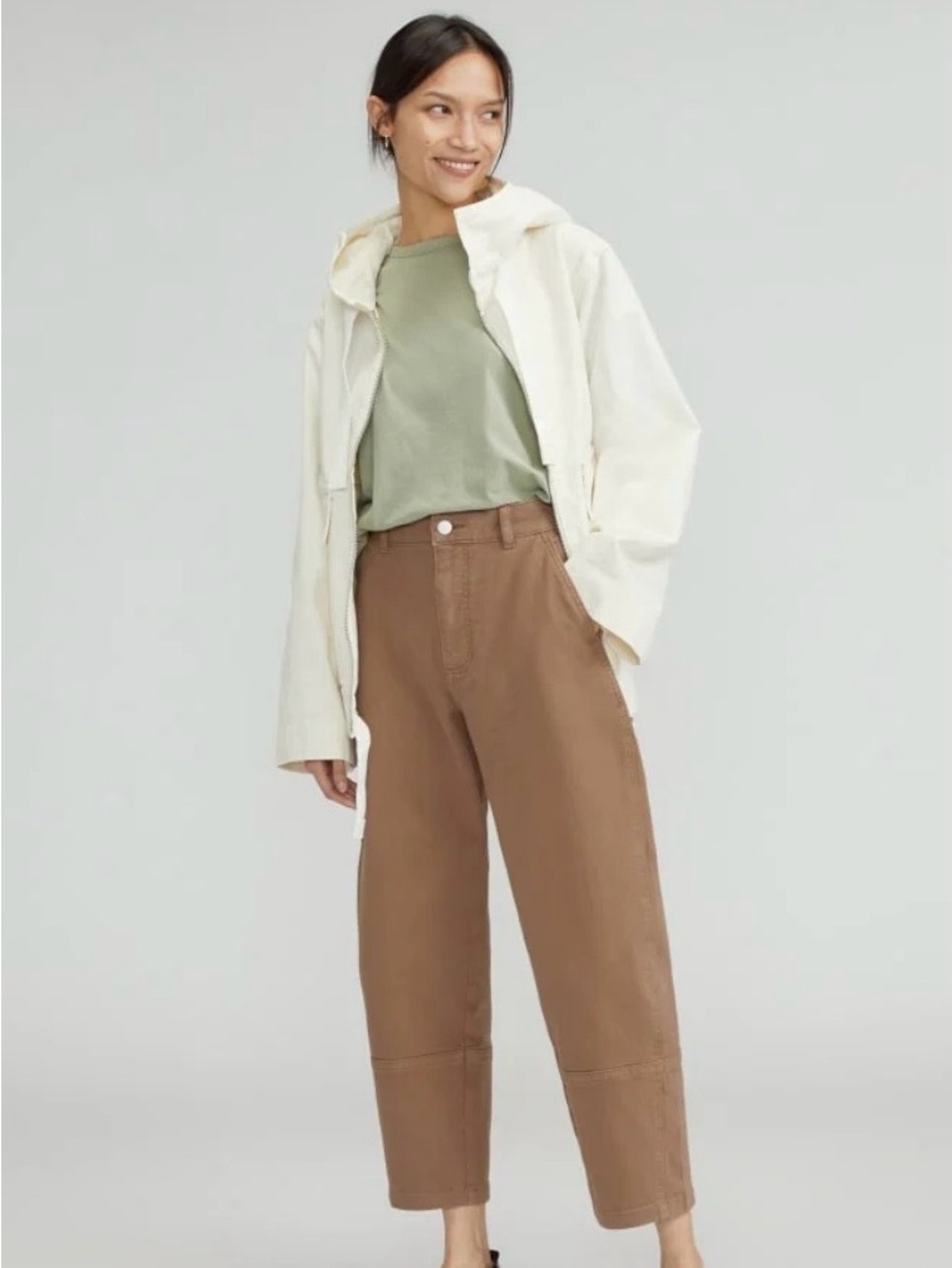 High-Rise Barrel Jean in Brown